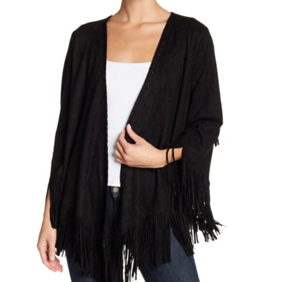 Show Me Your Mumu Marfa Fringe Jacket in Black Faux Suede - Picture 5 of 9
